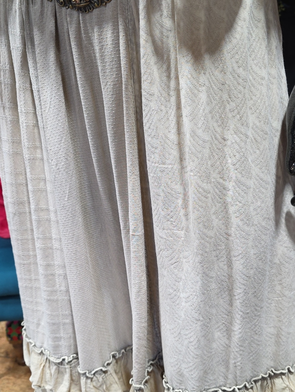 SOLD! Young Threads Latte Boho Cream Maxi Skirt with Layered Ruffles - Picture 3 of 10